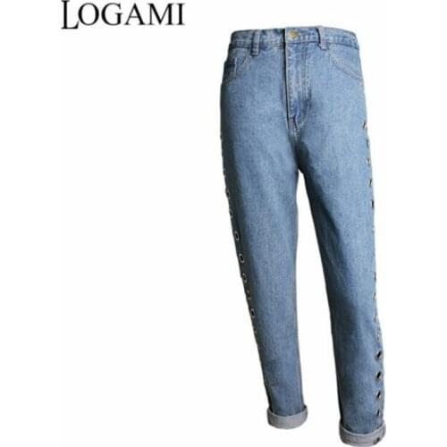LOGAMI Boyfriend High Waist Denim Jeans For Women Sexy Spring Summer Denim Pants Woman Straight Jeans Trousers