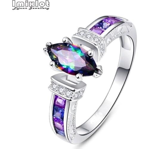 Elegant Fashion Wedding Rings for Women Coloful Crystal Zircon Cocktail Party Ring Bague Anillos Bijoux Femme Jewelry