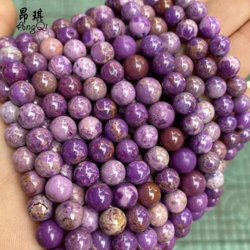 Natural Purple Mica Stone Beads 6 8 10mm Round Loose Beads For Jewelry Making DIY Bracelet Necklace 15'' Strand