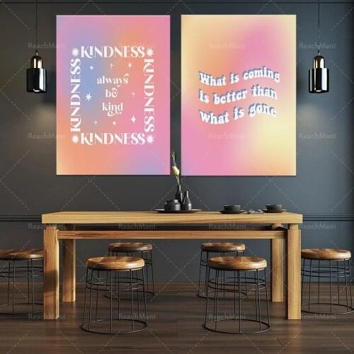 Gradient printing, inspirational quotes printing, color art retro posters, gradient wall art pastel color printing, retro psyche