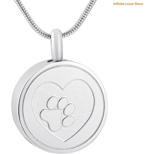 IJD9883 Paw On My Heart Forever Memorial Urn Necklace for Pet Ashes,Wholesale Dog Print Cremation Jewelry