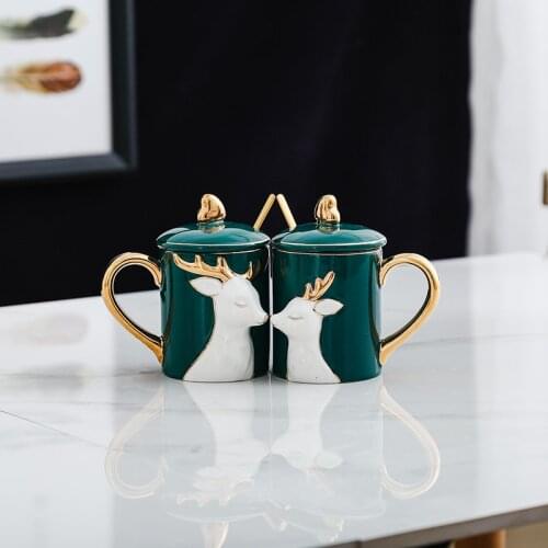 Nordic Ceramic Mark Coffee Cup Couple Milk Cup Wedding Gift High-end Practical Tosend Girlfriends Friends Birthday Gift Gift Box