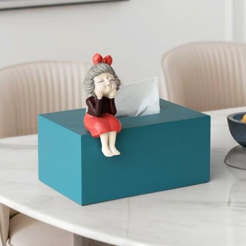 Girl Tissue Box With Storage Organizer For Home Décor Culpture Modern Art Room Decor Paper Tissue Boxen