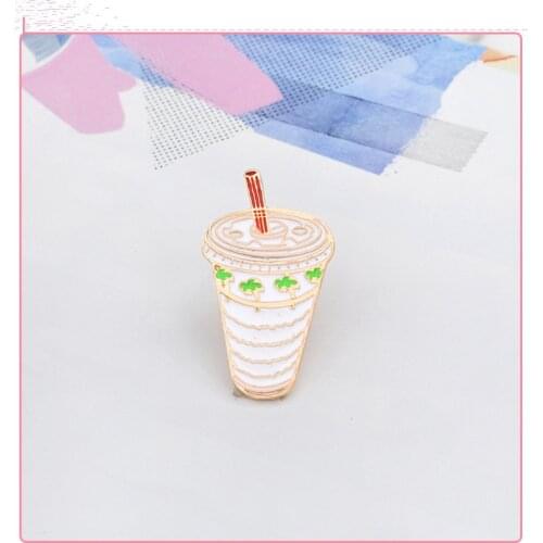 Creative cartoon bubble tea brooches for friend girls Metal Hard Enamel Lapel Pins Jeans shirt collar Decoration Funny Jewelry