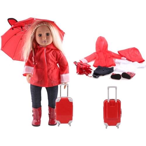 Doll Clothes Seven-Piece Raincoat For 18Inch American Doll&43CM Born Baby Generation Russian Girls Christmas Gift Accessories
