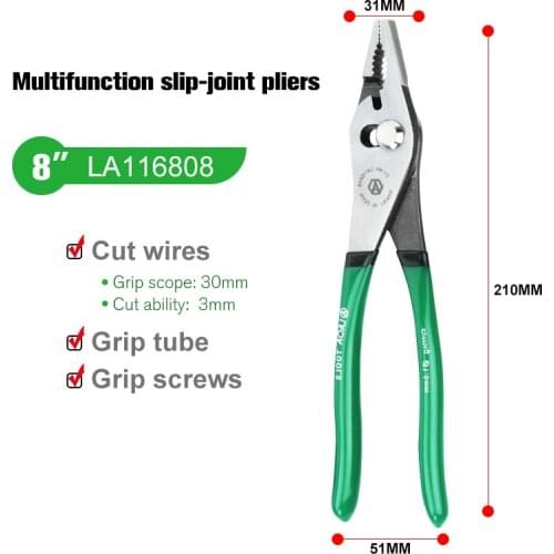 LAOA Multifunctional Cr-Mo Slip Joint Pliers Pipe Wrench Locking Pliers Wire Cutter HRC58 Professional tools