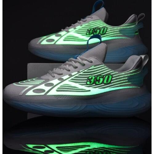 Mens Noctilucent Casual Shoe Luminous Sneakers Light Running Glitter Shoes Reflective Sports Shoe Breathable TPU Popcorn Shoes