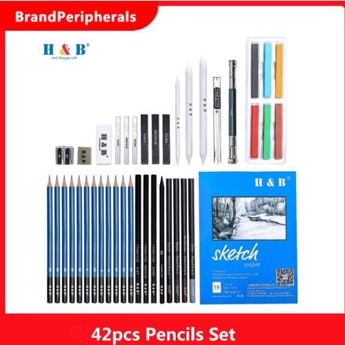 42/48pcs Professional Sketch Pencils Set for Drawing Sketching Includes Sketch Graphite Pastel Charcoal Pencil Stick Eraser