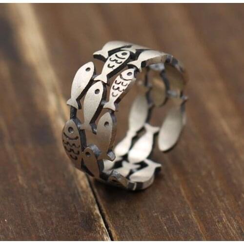 New Charm Fish Finger Ring For Women Men Vintage Boho Knuckle Party Rings Punk Jewelry Girls Gift 2020