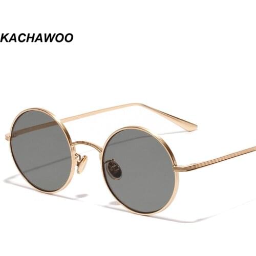 Kachawoo wholesale 6pcs small round sunglasses women gold metal frame circle sun glasses men retro eyeglasses vintage summer