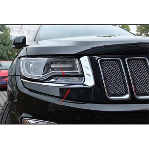 Front Head Lights Lamp Eyelid Eyebrow Strip Cover Accessories Trim 2 Piece ABS For Jeep Grand Cherokee 20110-2015 2016 2017 2018