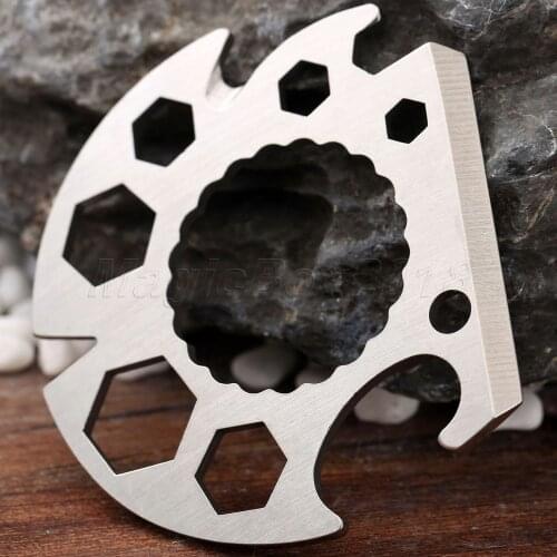 YOUGLE EDC Portable Hex Wrench Protractor Bottle Opener Scraper Wire Stripper Rope Cutter Keychain Multi-purpose Tool