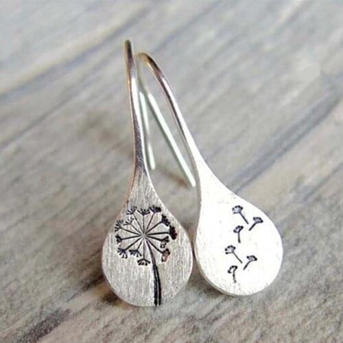 Simple Vintage Dandelion Earrings Women Wedding Jewelry Statement Stud Earrings