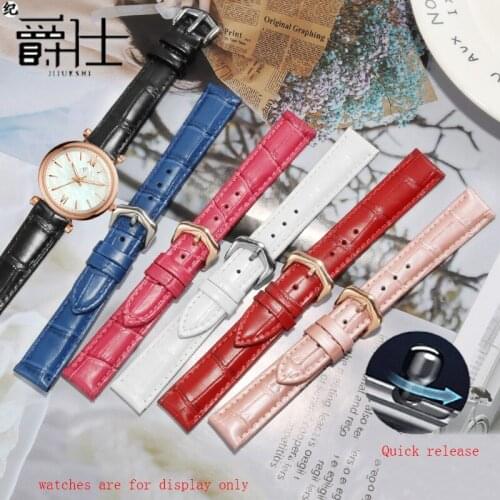 Genuine leather watchband 14 15 16 17 18 19 20 22mm red blue yellow bracelet for females watch chain Quick release