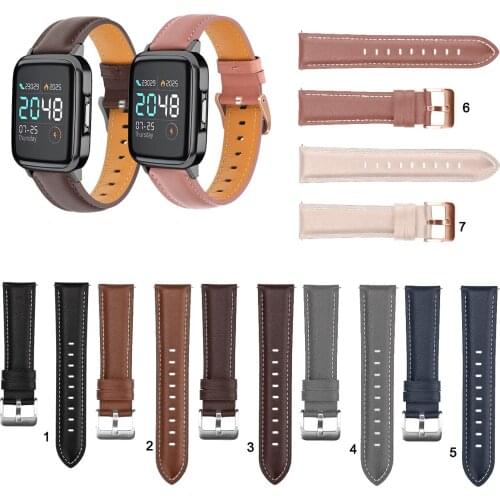 20mm 22mm Fashion Leather Watch Band Strap for Haylou LS02 Replacement Wrist strap Elegant Bracele