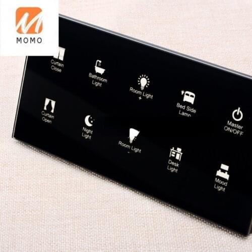 Touch Sensor 10 gang Light Dimmer Curtain Switch 12V Bedside Control Panel
