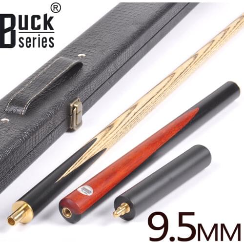 Original BUCK Series Snooker 9.5mm Tip3/4Split Cue North American Ash Shaft Brass Joint Solid Wood Butt Handmade Black 8 Snooker