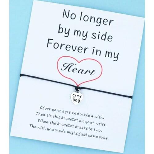 Dog Wish Bracelet My Dog Heart Charm Bracelet Dog Lover Jewelry for Women Men Dog Lover Gift Best Friend Heart Dog Paw Bracelet