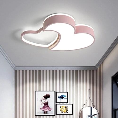 Modern LED Heart Shaped Ceiling Light with Remote Control Dimmable Pink Gold Lamp for Childrens Room Nursery Kids Girls Bedroom