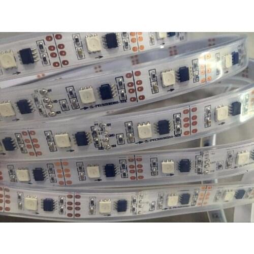5m led digital strip,DC5V input,TSL3001 IC(4096 scale);32pcs IC and 32pcs 5050 SMD RGB each meter;waterproofy in tube