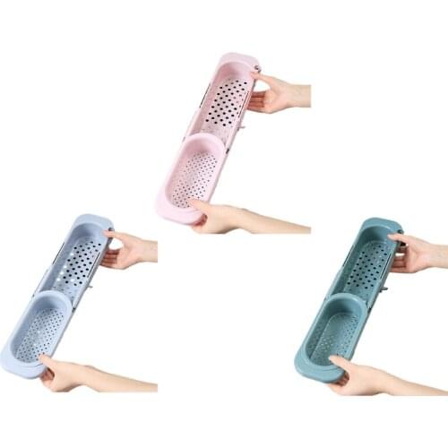 Telescopic Sink Holder Adjustable Drainer Sink Tray Sponge Soap Rack Shelf Organizer Dish Cloth Hanger for Home Kitchen Tool