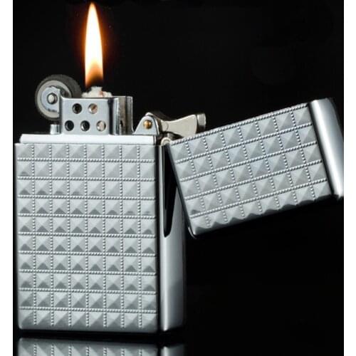 Grinding Wheel Gasoline Lighter Flint Free Fire Retro Metal Kerosene Oil Windproof Lighter Cigarette Refillable Gadgets For Men