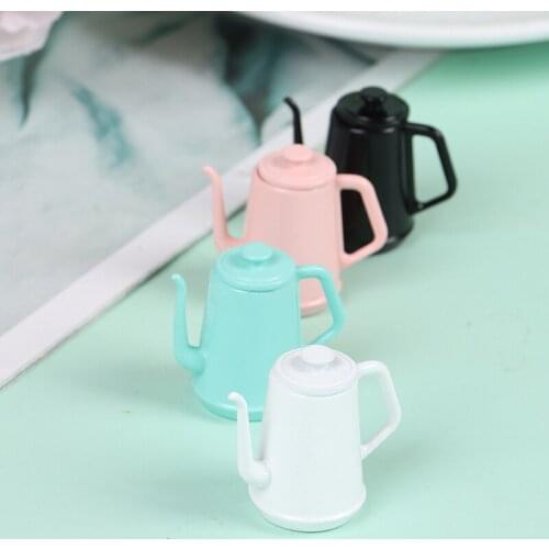1PC 1/12 Dollhouse Miniature Accessories Mini Metal Alloy Kettle Simulation Furniture Tea Pot Kitchen Model Toys for Doll House