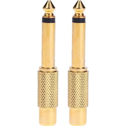 1pc 6.35mm 1/4in Mono Male Jack to RCA Female Plug Audio Adapter Connector