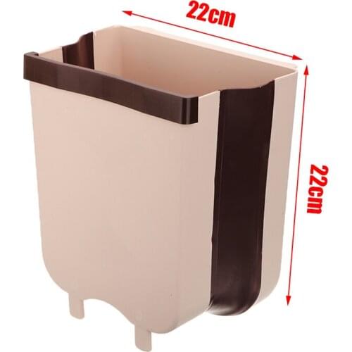 1Pcs Folding Trash Can Car Toilet Waste Storage Rubbish Container 22*22cm Clean Kitchen Wall-mounted Hanging Trash Can