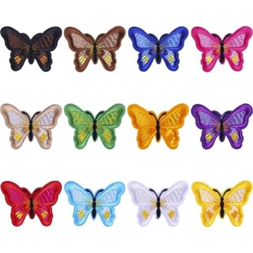 N7MF 10Pcs Multicolor Butterfly Sewing/Iron On Appliques Embroidery Patches DIY Badge