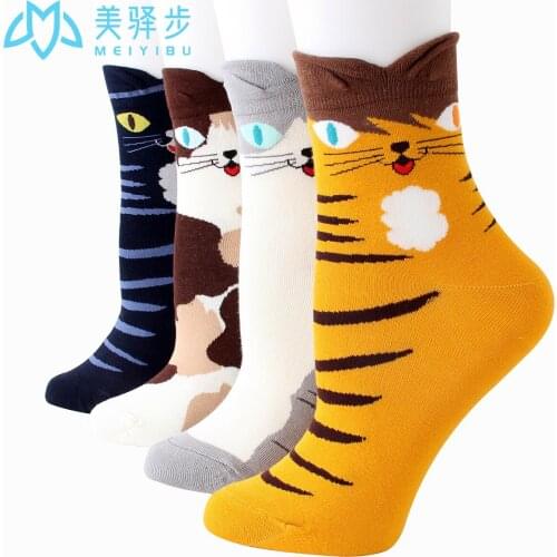 12 Pairs Per Set Korean Version Cartoon Womens Socks Japanese Cat Cartoon Socks Wholesale Manufacturers