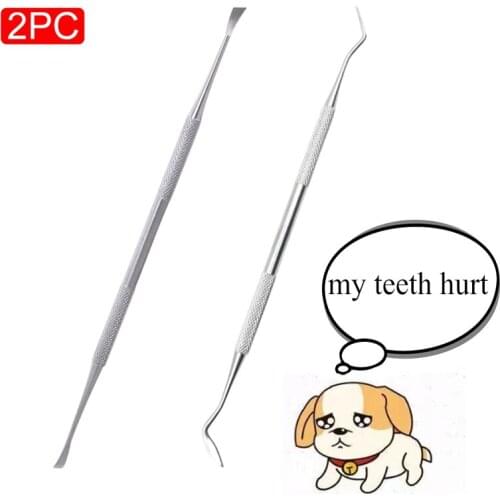 2Pcs Pet Oral Hygiene Cleaning Tool Stainless Steel Tooth Scaler and Scraper Tartar Calculus Remover for Cat Dog Dog Scoop
