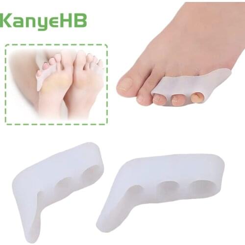 2pcs Three-hole Little Toe Bone Straightener Foot Corn Protector Silicone Gel Foot Care Toe Separator Bunion Adjuster Massager