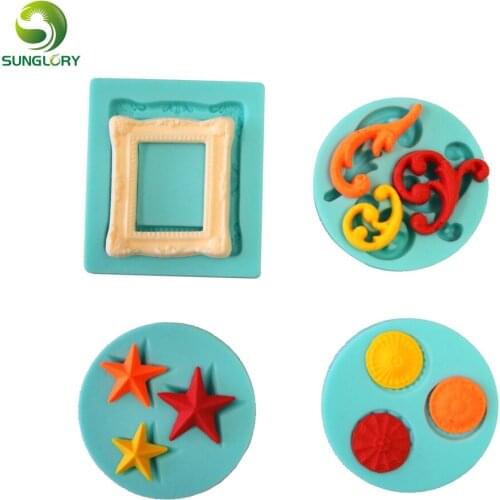4PCS/SET Star Flowers Silicone Cake Mold For Cupcake Decoration Gum Paste Mold For Baking Kitchen Fondant Cake Decorating Tools