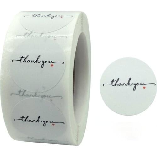 500 Pcs/roll Round Thank You Sticker Seal Labels White Stationery Sticker For Mailing Supplies Packaging Decoration Stickers