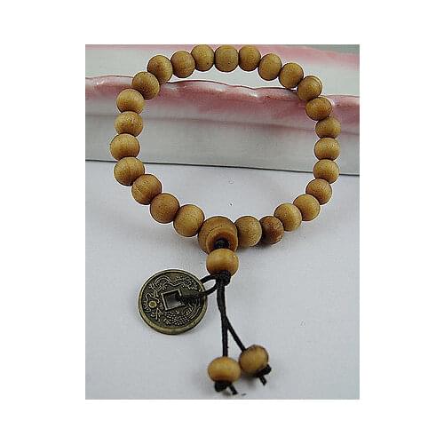 8mm Peach Wood beads Money Tibetan Buddhism Bracelet