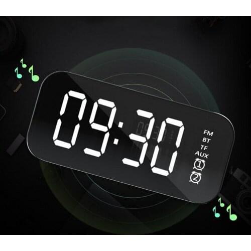 Wireless Bluetooth Speaker Outdoor Waterproof Portable Audio USB Charging Stereo Subwoofer Loudspeaker 1000MA Mirror Alarm Clock