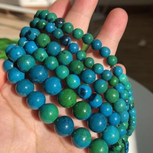 Natural Green Chrysocolla 4-14mm Beads Round Loose Stone Beads for Jewelry Making DIY Earring Bracelet Necklace 15inch Wholesale
