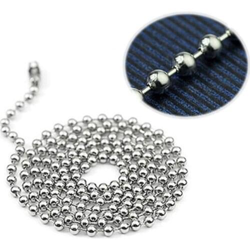 Stainless Steel Dog Tag Chains 2.4MM 60CM Silver Tone Ball Bead Chain For Necklaces Bracelet Choker Men Women Jewelry Findings