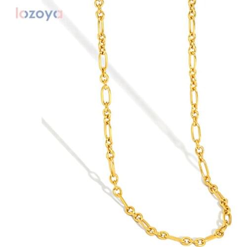 LOZOYA 925 Sterling Silver Gold Women Rock Punk Chain Man Hand Chain Locker Chain Choker Necklace Jewelry For Women