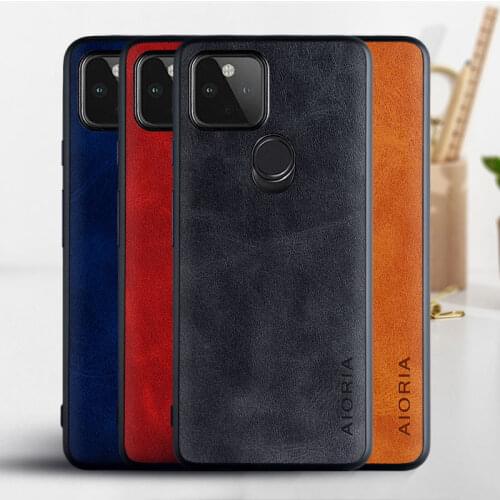 Case for Google Pixel 5 case cover,simulation Cow grain leather case withTPU+PC 2in1 material