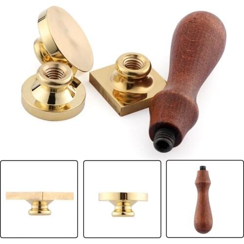 Retro Rosewood Wooden Wax Sealing Stamp Handle Brass Sealing Wax Stamps Head Handle Wax Seal Copper Head for Scrapbooking