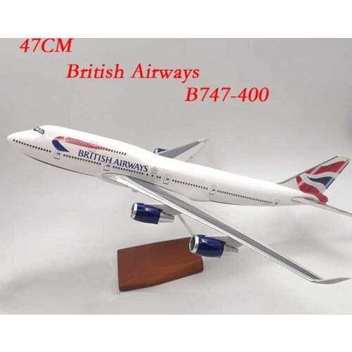 Resin Airplane Model 47CM British Airways B747-400 UK Airline Toys Plane Static Display Adult Collection Gifts Boys