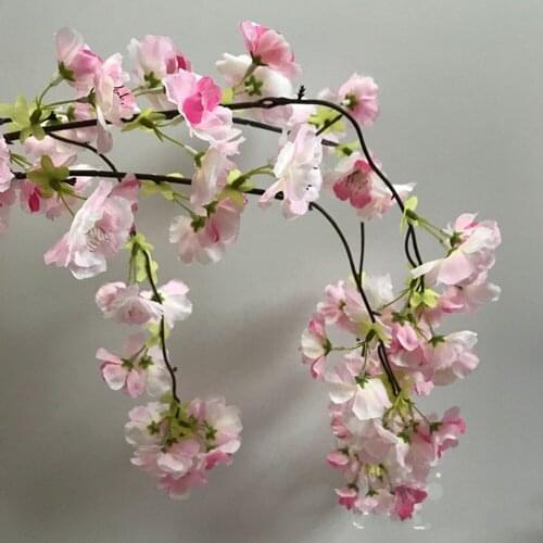 135CM Artifical Silk Cherry Blossoms Branch Cherry Tree Stem Wedding Arch Decoration Flower Background Wall Hanging Fake Flower
