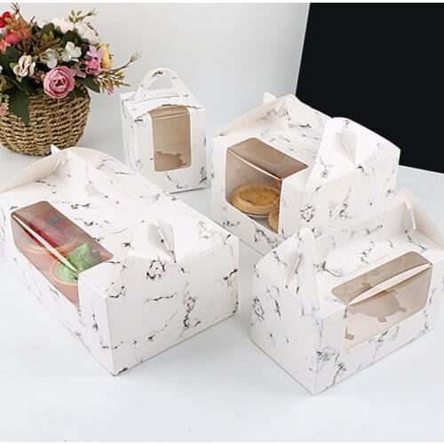 1pc Papercard Cake Folding Boxes with Handle Brown Cupcake Box Paper Cardboard Cake Package Craft Gift Wrapping