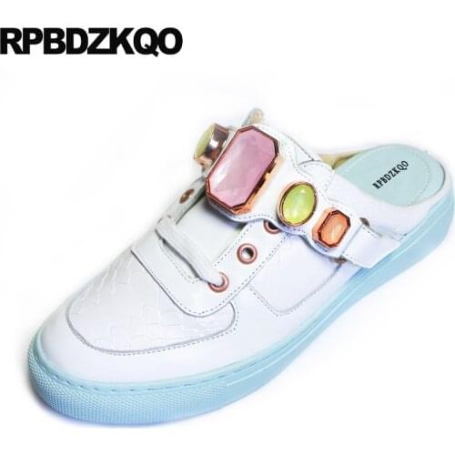 Crystal Rhinestone Fashion White Wide Fit Shoes Ladies Slippers Summer Flats Lace Up Leisure Mules Snake Sneakers Women China
