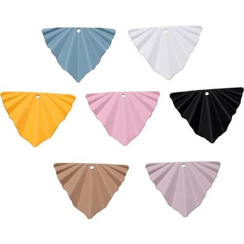 Brass accessories fan-shaped shell single hole irregular triangle folding earrings pendant multi-color jewelry accessories