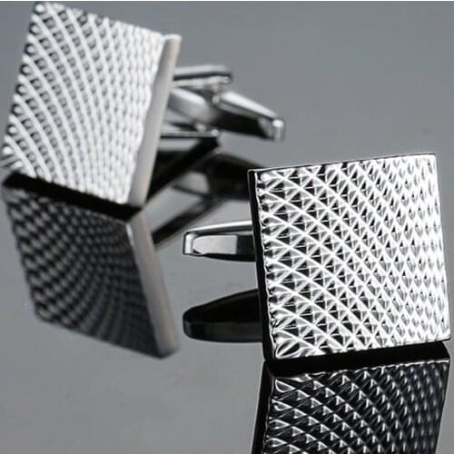 Laser Metal Silvery Cufflinks new fashion jewelry fashion shirt metal Cufflinks mens Wedding Suit button pin gift