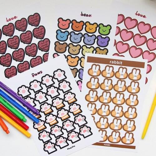 Cute Bear Cat Claw Heart Label Stickers Korean Phone Shell Notebook Creative Sealing Decorative Sticker Scrapbooking Stationery