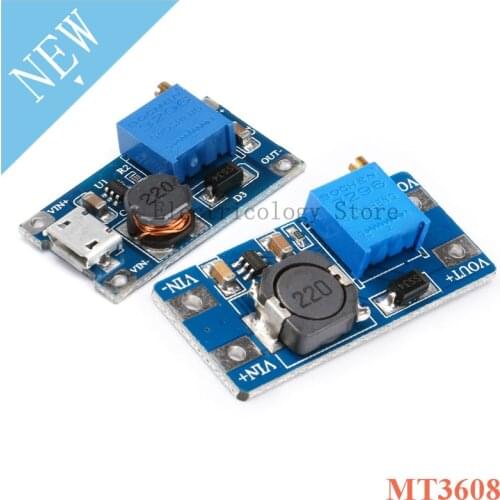 MT3608 DC-DC 2A Voltage Adjustable Step Up Boost Power Supply Module Converter DC DC 2V-24V to 5V 9V 12V 28V with MICRO USB